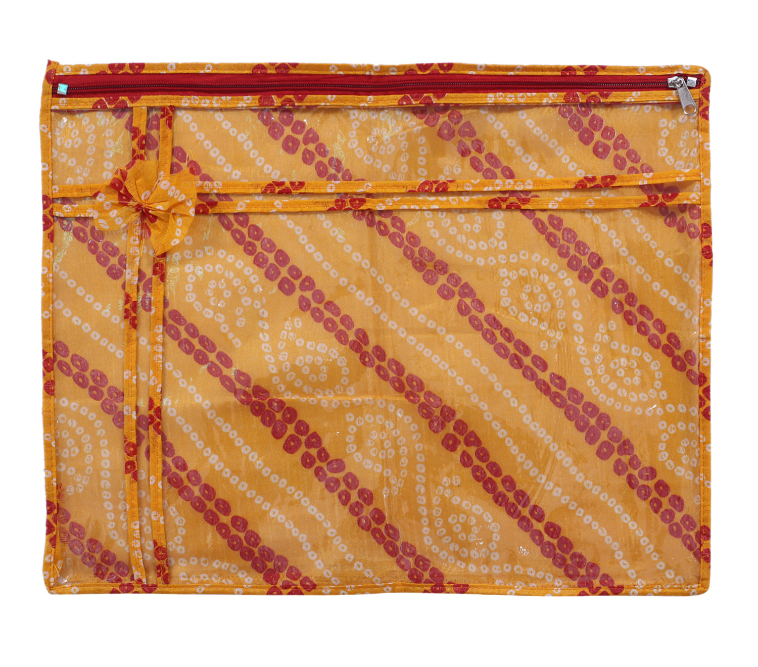 Kuber Industries Bandhani Print PVC Foldable Single Saree Cover|Clothes Storage For Saree, Lehenga, Suit With Transparent (Multicolour)