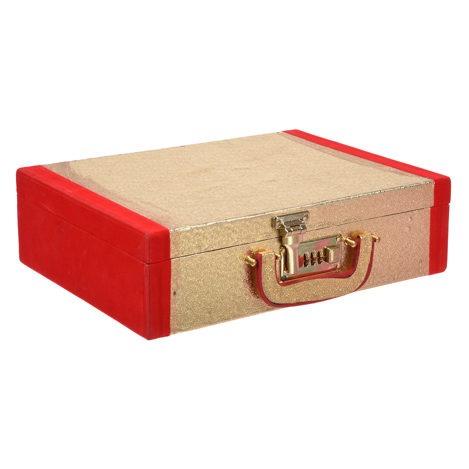 Kuber Industries Bangle Box | Jewellery Gifts Organizer | Bangle Box for Women | 3 Roll Golden Regzine with Side Velvet Lock Bangle Box | Golden