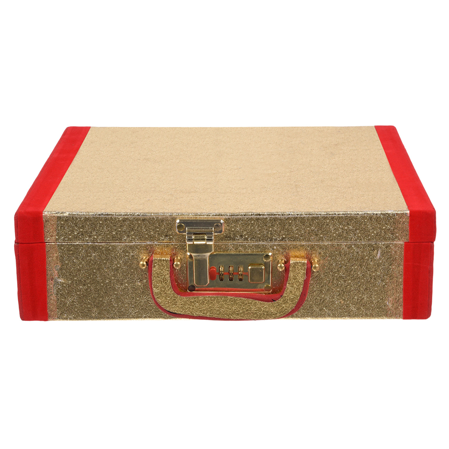 Kuber Industries Bangle Box | Jewellery Gifts Organizer | Bangle Box for Women | 3 Roll Golden Regzine with Side Velvet Lock Bangle Box | Golden