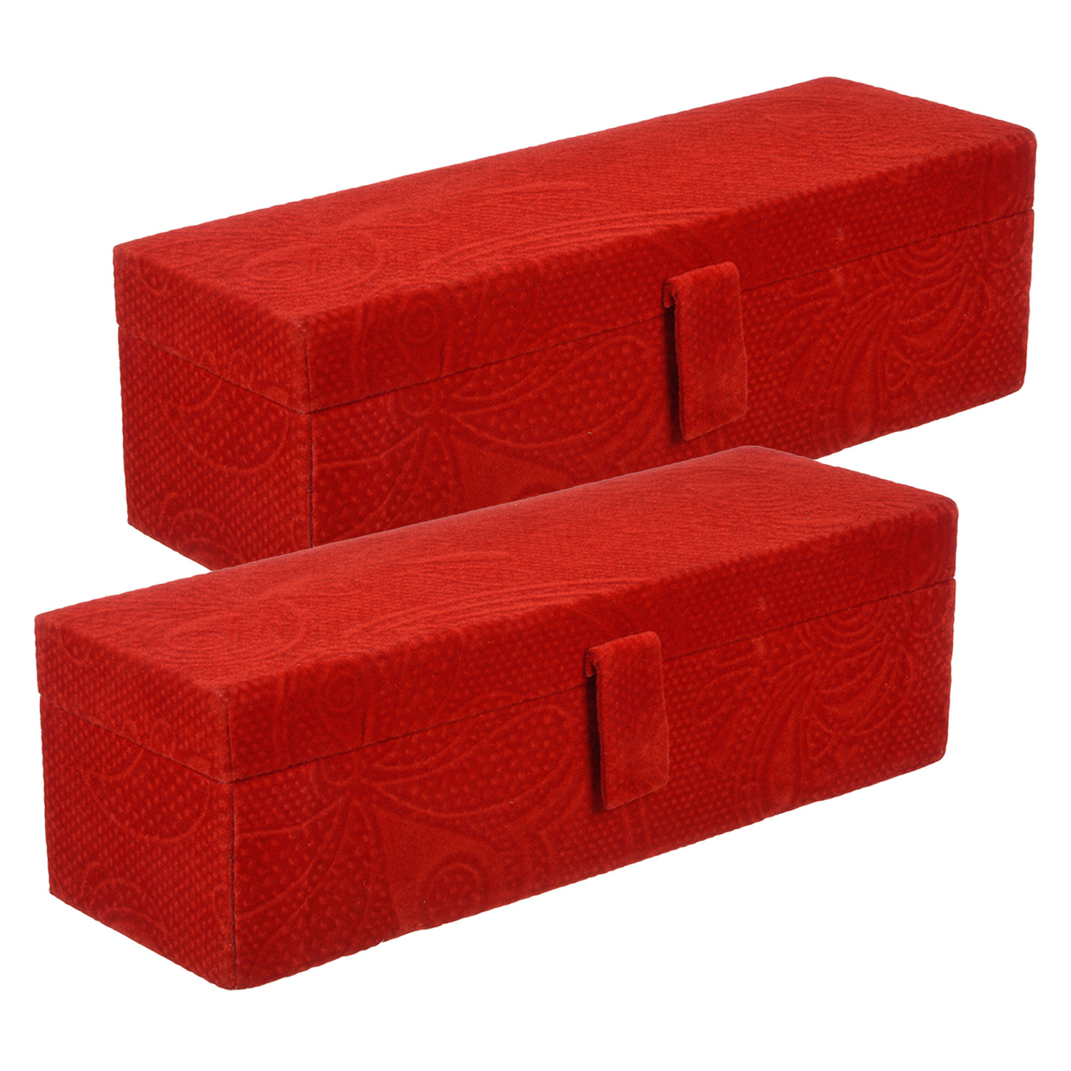 Kuber Industries Bangle Box | Velvet Jewellery Gifts Organizer | Bracelet Organizer for Women | Bangle Box for Women | Self Cut Work |1 Rod Bangle Organizer | Red