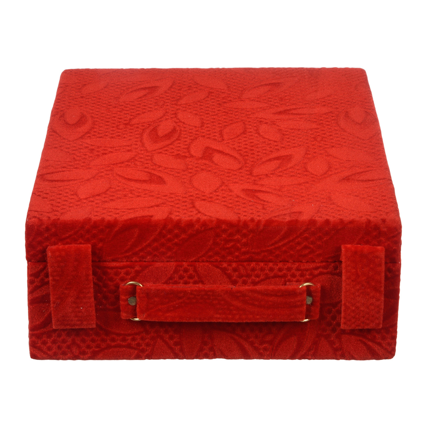 Kuber Industries Bangle Box | Velvet Jewellery Gifts Organizer | Bracelet Organizer for Women | Bangle Box for Women | Self Cut Work |3 Rod Bangle Organizer | Red