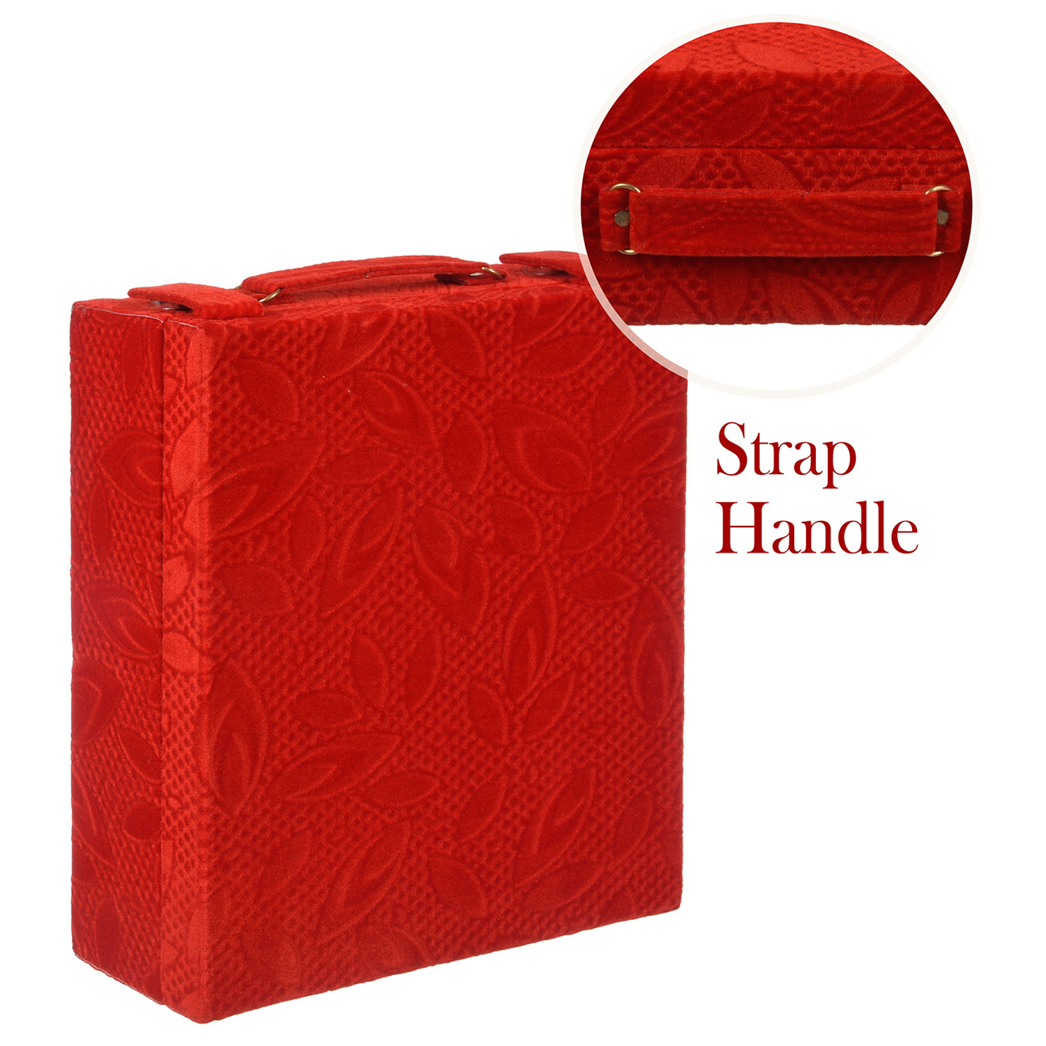 Kuber Industries Bangle Box | Velvet Jewellery Gifts Organizer | Bracelet Organizer for Women | Bangle Box for Women | Self Cut Work |3 Rod Bangle Organizer | Red