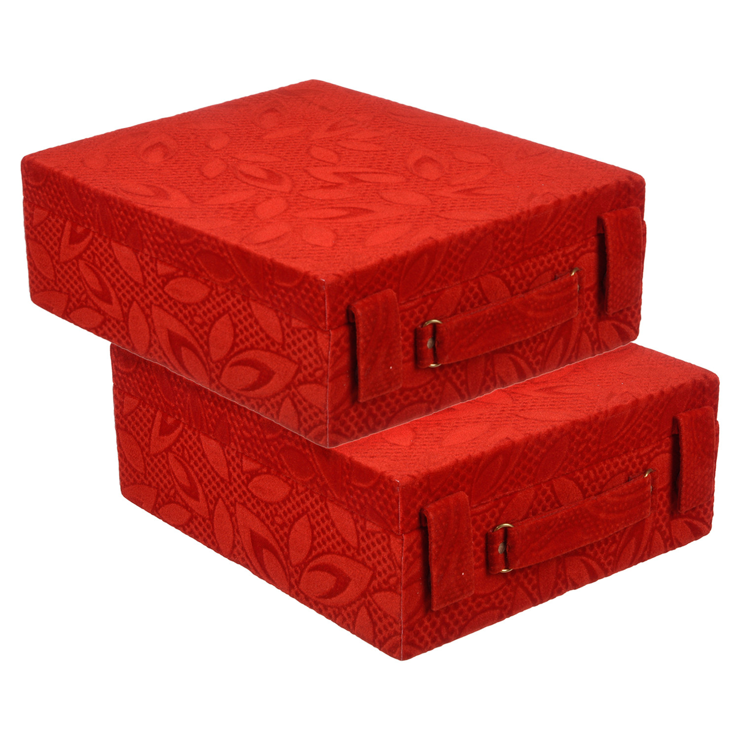 Kuber Industries Bangle Box | Velvet Jewellery Gifts Organizer | Bracelet Organizer for Women | Bangle Box for Women | Self Cut Work |3 Rod Bangle Organizer | Red