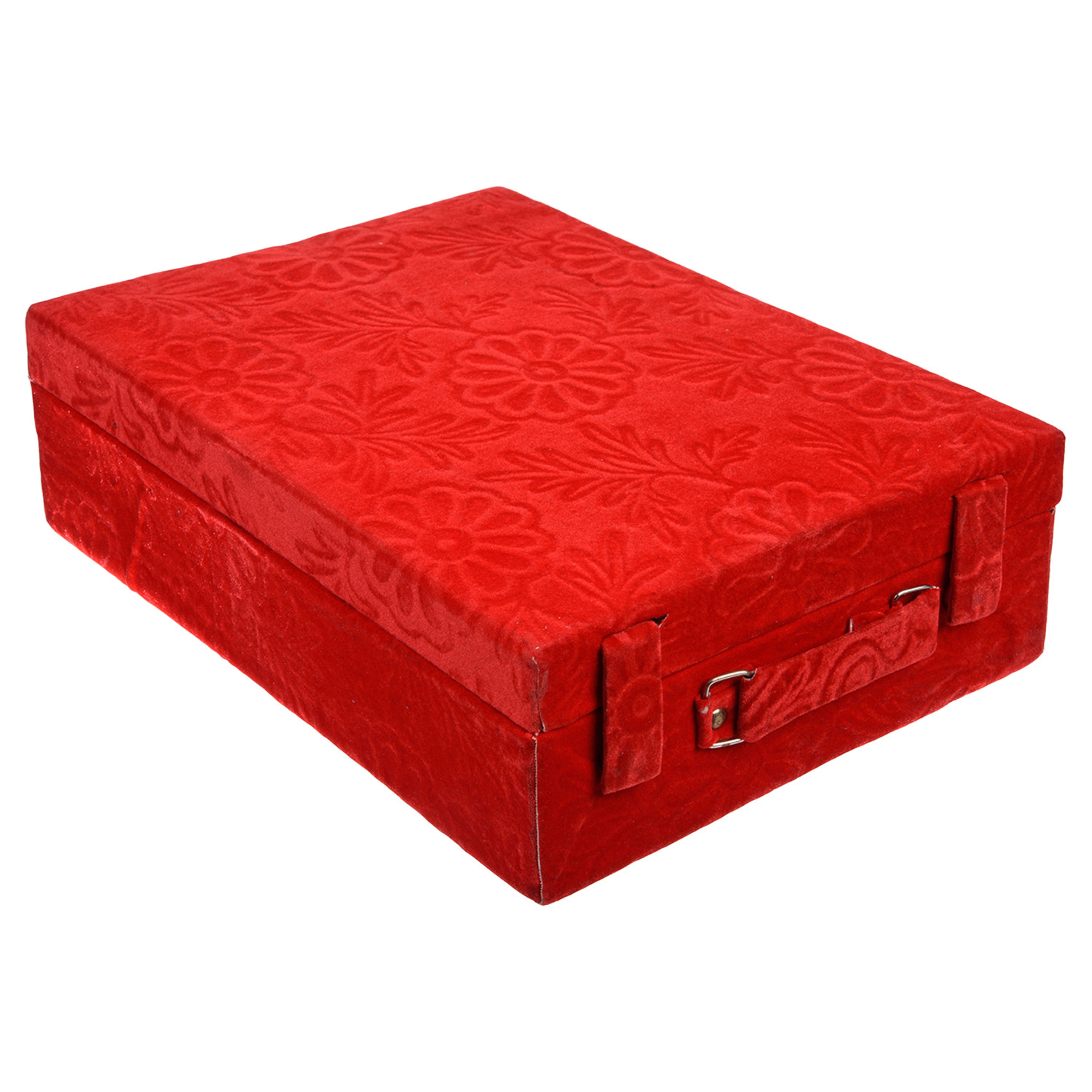 Kuber Industries Bangle Box | Velvet Jewellery Gifts Organizer | Bracelet Organizer for Women | Bangle Box for Women | Self Cut Work |4 Rod Bangle Organizer | Red