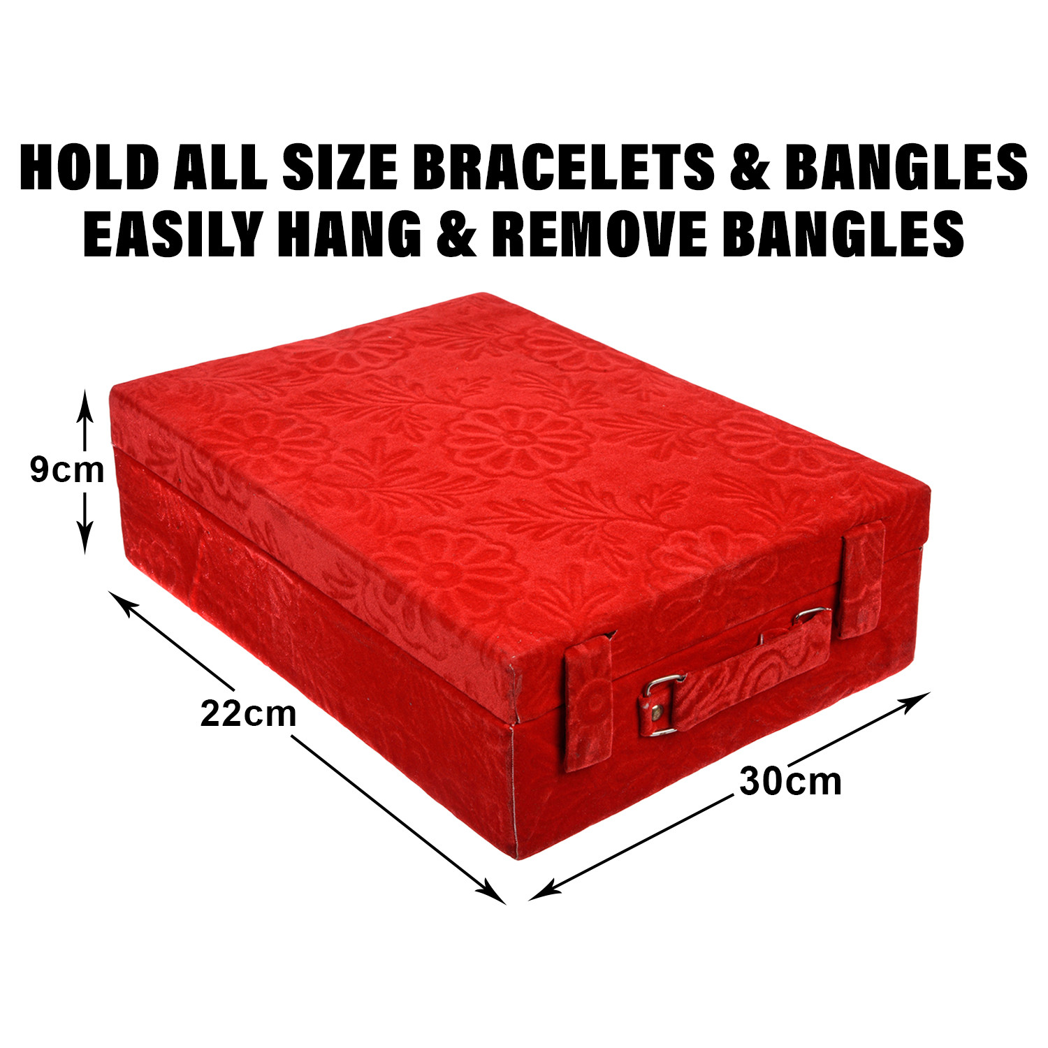 Kuber Industries Bangle Box | Velvet Jewellery Gifts Organizer | Bracelet Organizer for Women | Bangle Box for Women | Self Cut Work |4 Rod Bangle Organizer | Red