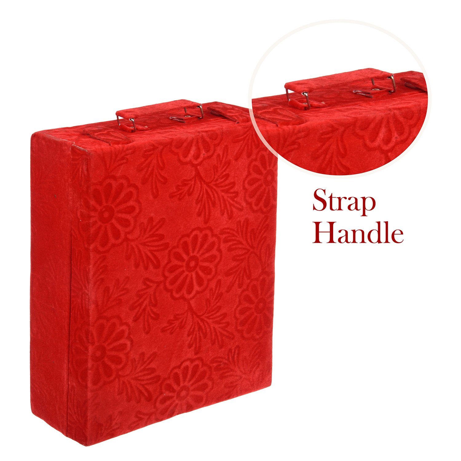 Kuber Industries Bangle Box | Velvet Jewellery Gifts Organizer | Bracelet Organizer for Women | Bangle Box for Women | Self Cut Work |4 Rod Bangle Organizer | Red