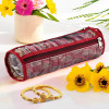 Bangles Organisers Storage Box with 10 Compartments | Gold Jewellery Pouch & Chudi Case Holder for Women | Printed -Maroon