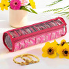 Bangles Organisers Storage Box with 10 Compartments | Gold Jewellery Pouch &amp; Chudi Case Holder for Women | Printed - Pink