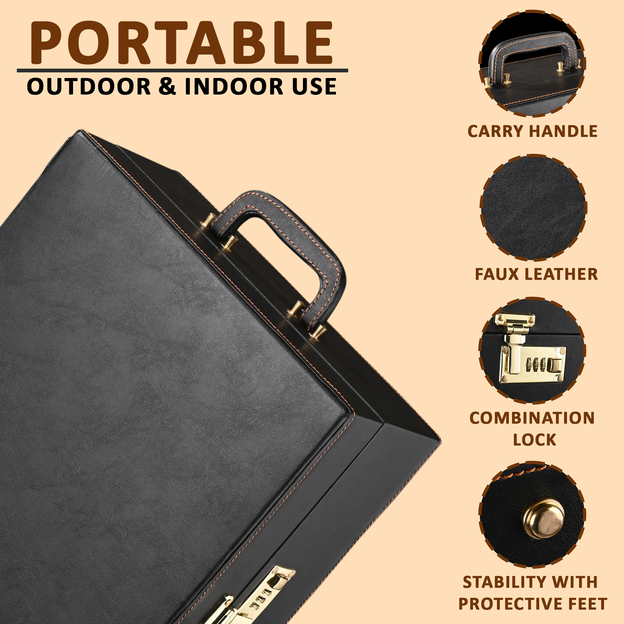 Kuber Industries Bar Set  Faux Leather Portable Bartender Kit  Cocktail Shaker Set  4 Imported Glasses  Bar Tool Set  Barset for Picnic  Gifting for Men  Barware Set for Party  Black