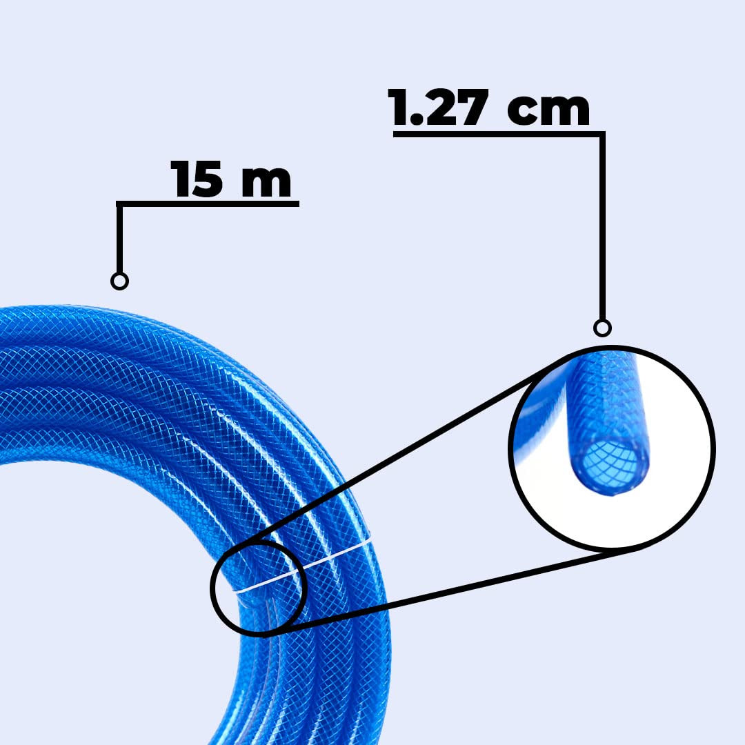 Kuber Industries Basic PVC with Nylon Braided Water Pipe 10 Meter | Water Pipe for Garden, Car & Pet Cleaning | Easy to Use, & Leak Proof Hose Pipe | Blue
