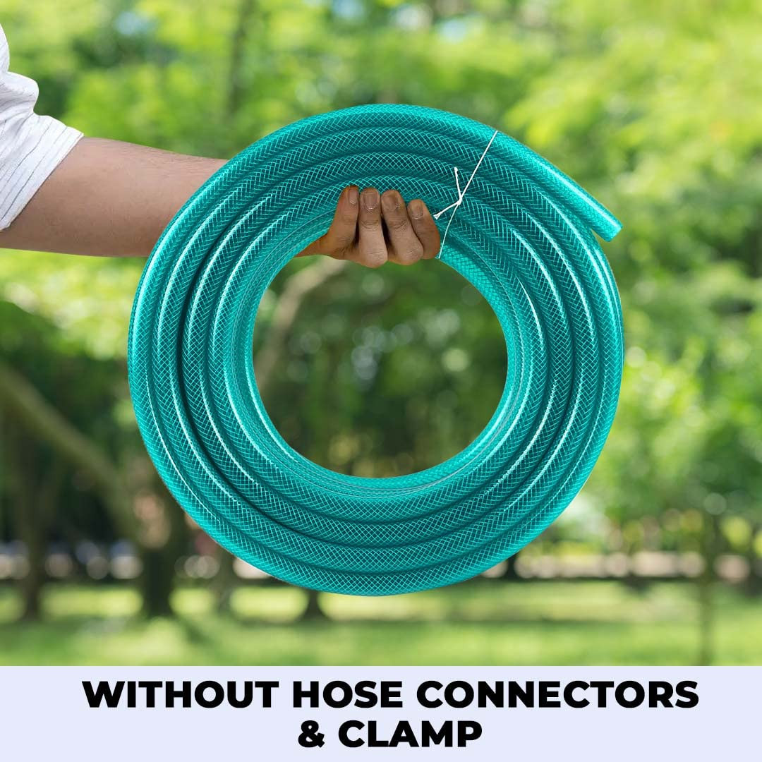 Kuber Industries Basic PVC with Nylon Braided Water Pipe 10 Meter | Water Pipe for Garden, Car & Pet Cleaning | Easy to Use, & Leak Proof Hose Pipe | Green