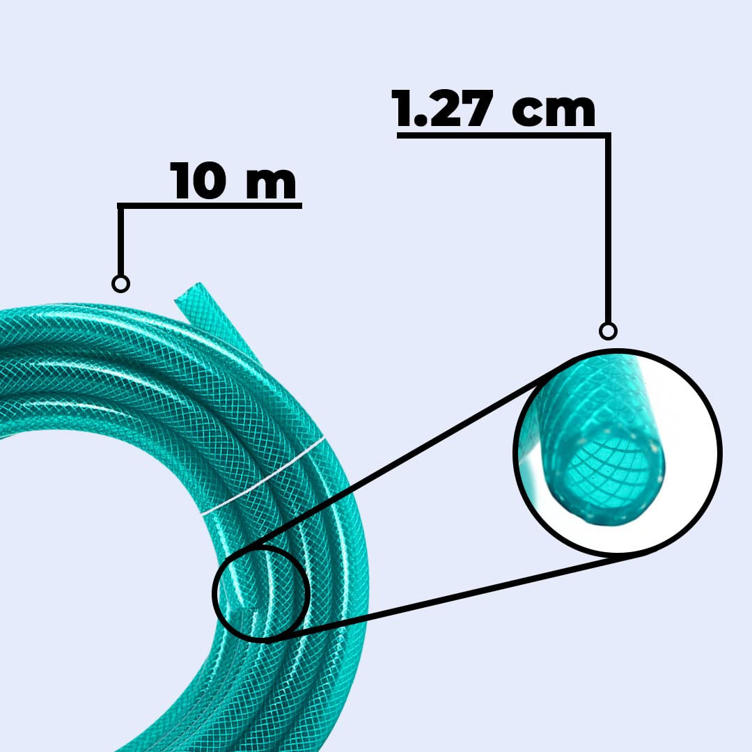 Kuber Industries Basic PVC with Nylon Braided Water Pipe 10 Meter|Multi-Utility Water Pipe for Garden, Car Cleaning & Pet Cleaning|Heavy Duty & Leak Proof Hose Pipe |Green |