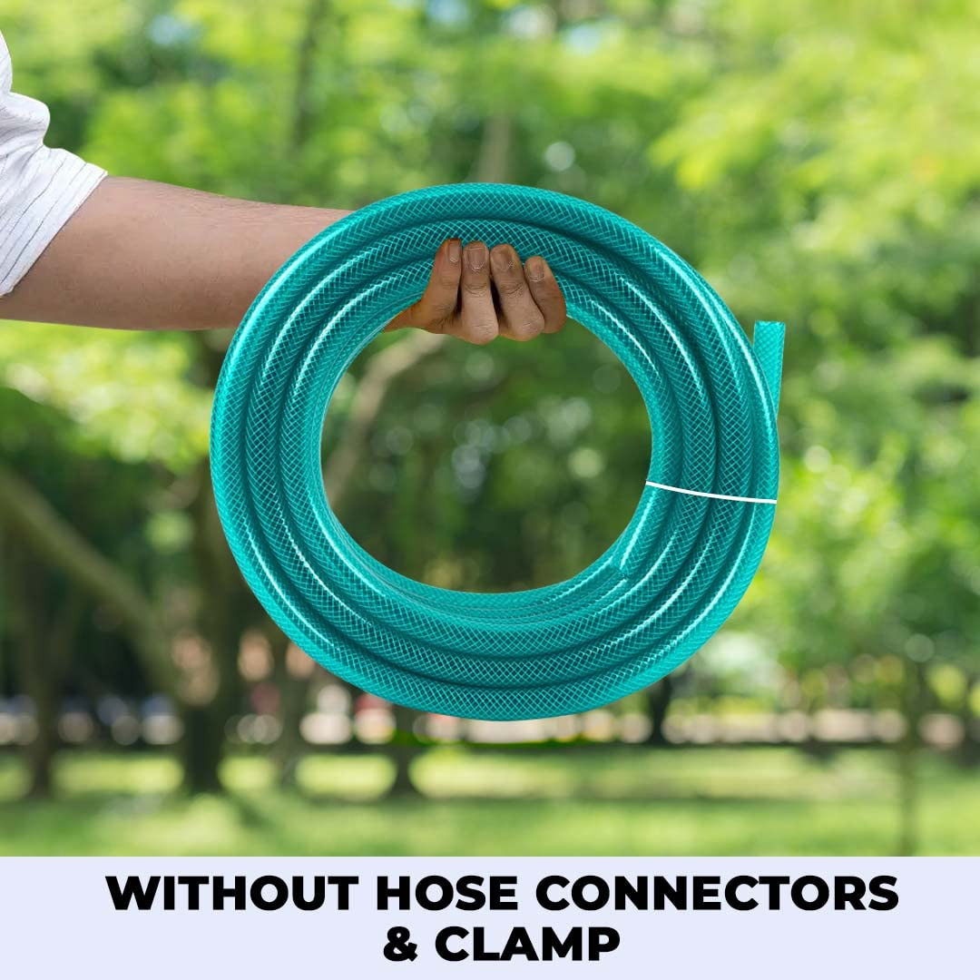 Kuber Industries Basic PVC with Nylon Braided Water Pipe 10 Meter|Multi-Utility Water Pipe for Garden, Car Cleaning & Pet Cleaning|Heavy Duty & Leak Proof Hose Pipe |Green |