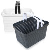 Kuber Industries Basket | Plastic Fruits Storage Basket | Picnic Storage Basket | Kitchen Storage Basket | Stationery Storage Basket | FLORA-222 | Pack of 2 | White &amp; Gray