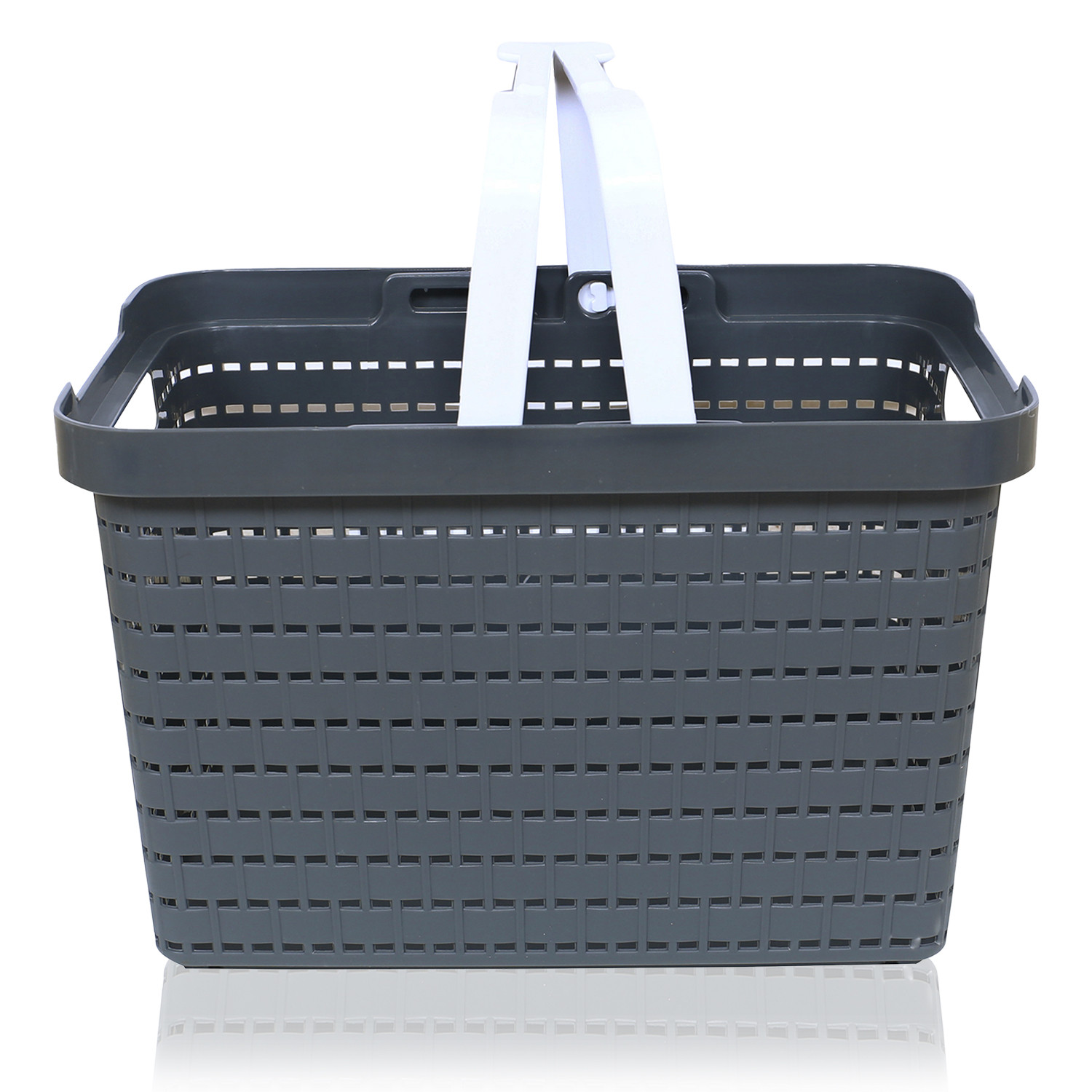 Kuber Industries Basket  Plastic Storage Basket for Fruits  Storage Basket for Picnic  Storage Basket for Kitchen  Stationery Storage Basket  FLORA-222  Gray