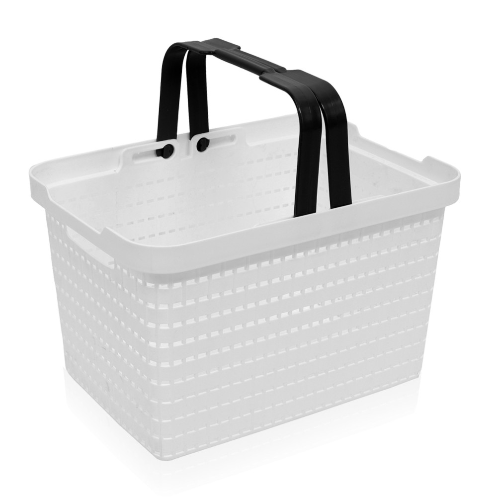 Kuber Industries Basket | Plastic Storage Basket for Fruits | Storage Basket for Picnic | Storage Basket for Kitchen | Stationery Storage Basket | FLORA-222 | White