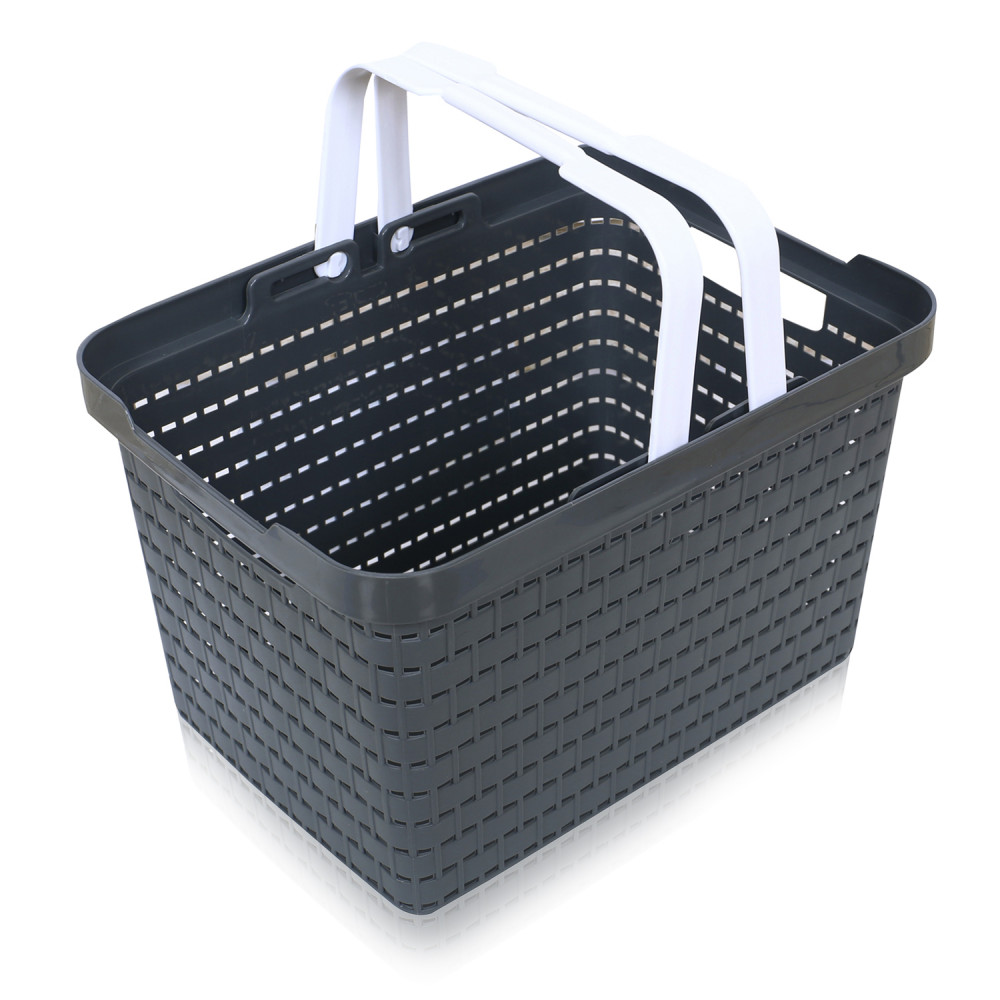 Kuber Industries Basket | Plastic Storage Basket for Fruits | Storage Basket for Picnic | Storage Basket for Kitchen | Stationery Storage Basket | FLORA-222 | Gray