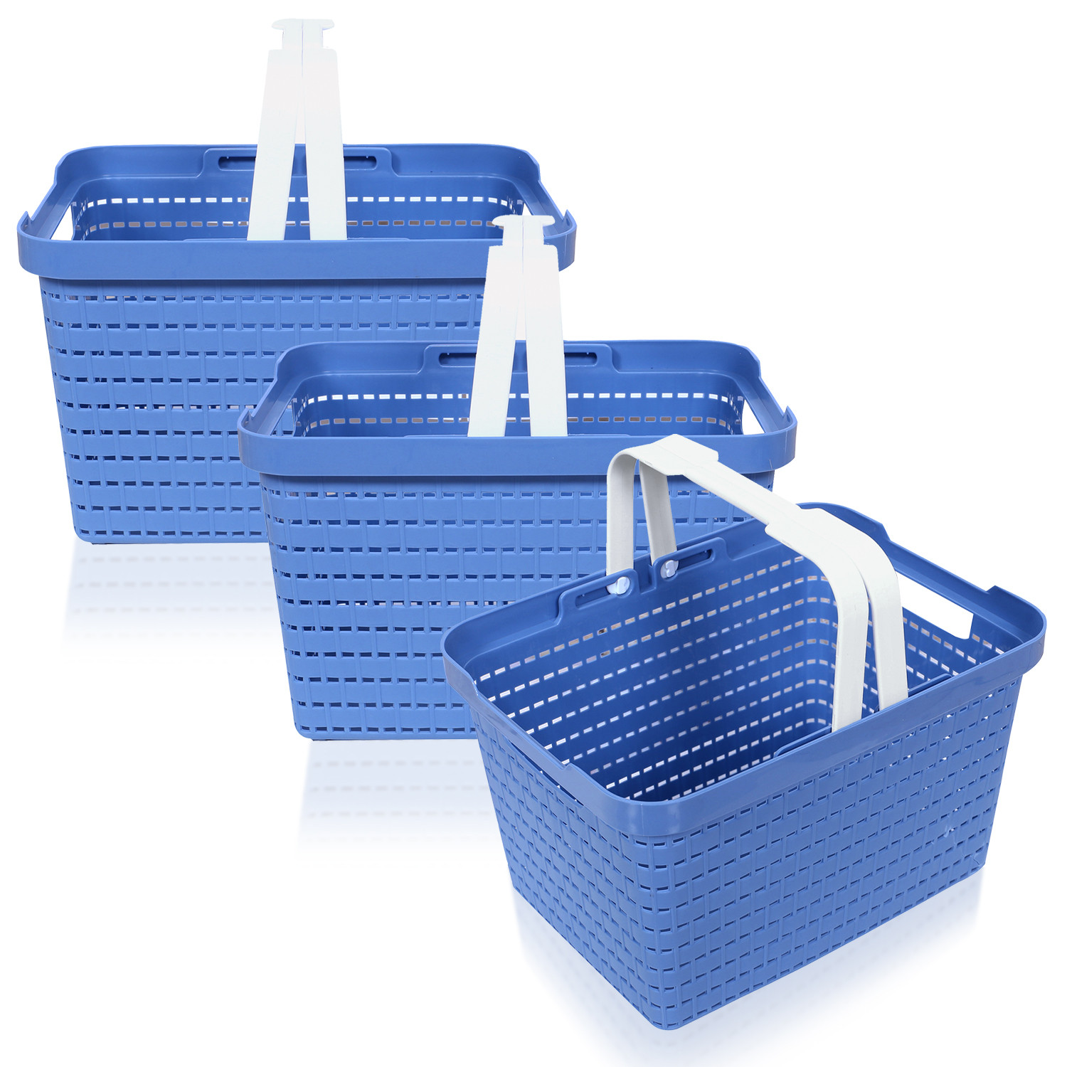 Kuber Industries Basket | Plastic Storage Basket for Fruits | Storage Basket for Picnic | Storage Basket for Kitchen | Stationery Storage Basket | FLORA-333 | Large | Blue