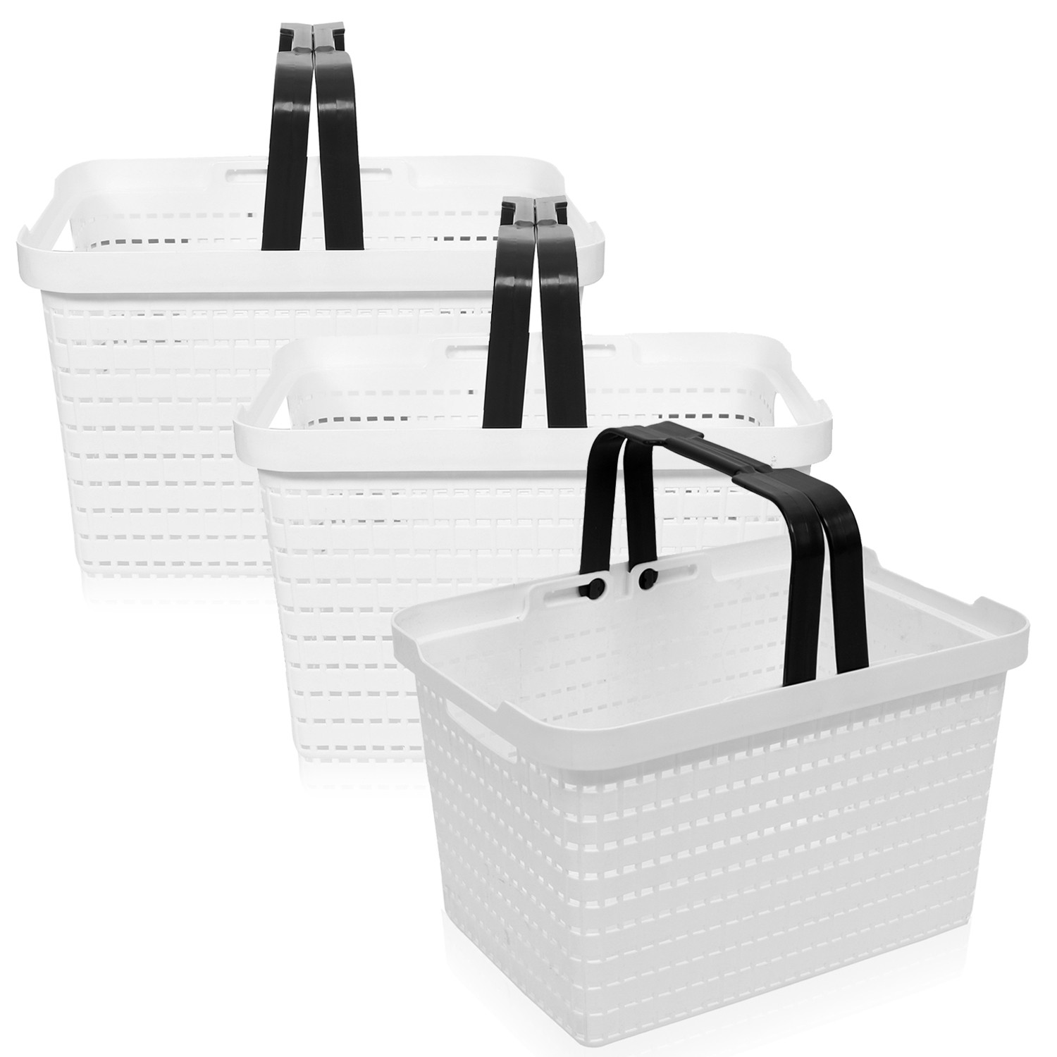Kuber Industries Basket | Plastic Storage Basket for Fruits | Storage Basket for Picnic | Storage Basket for Kitchen | Stationery Storage Basket | FLORA-333 | Large | White