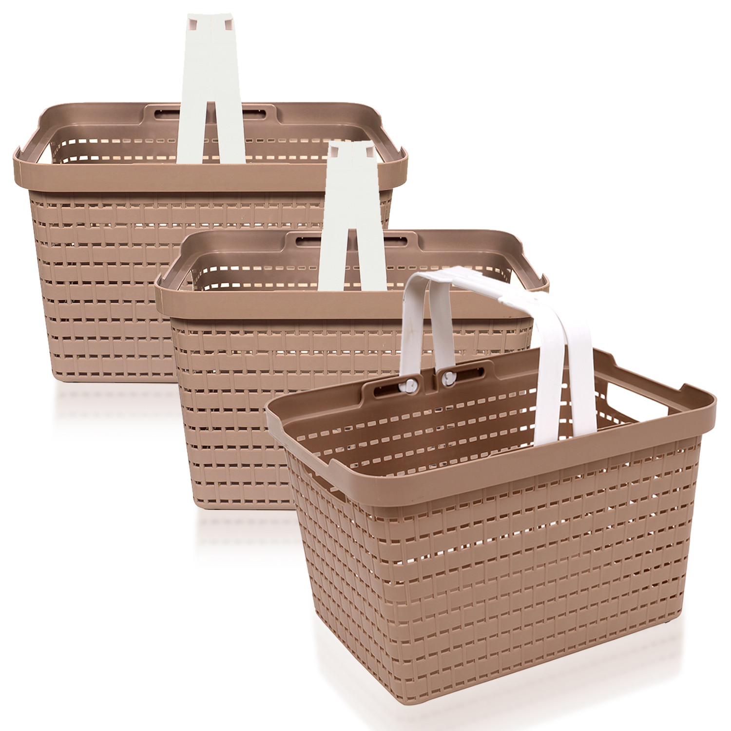 Kuber Industries Basket | Plastic Storage Basket for Fruits | Storage Basket for Picnic | Storage Basket for Kitchen | Stationery Storage Basket | FLORA-333 | Large | Coffee
