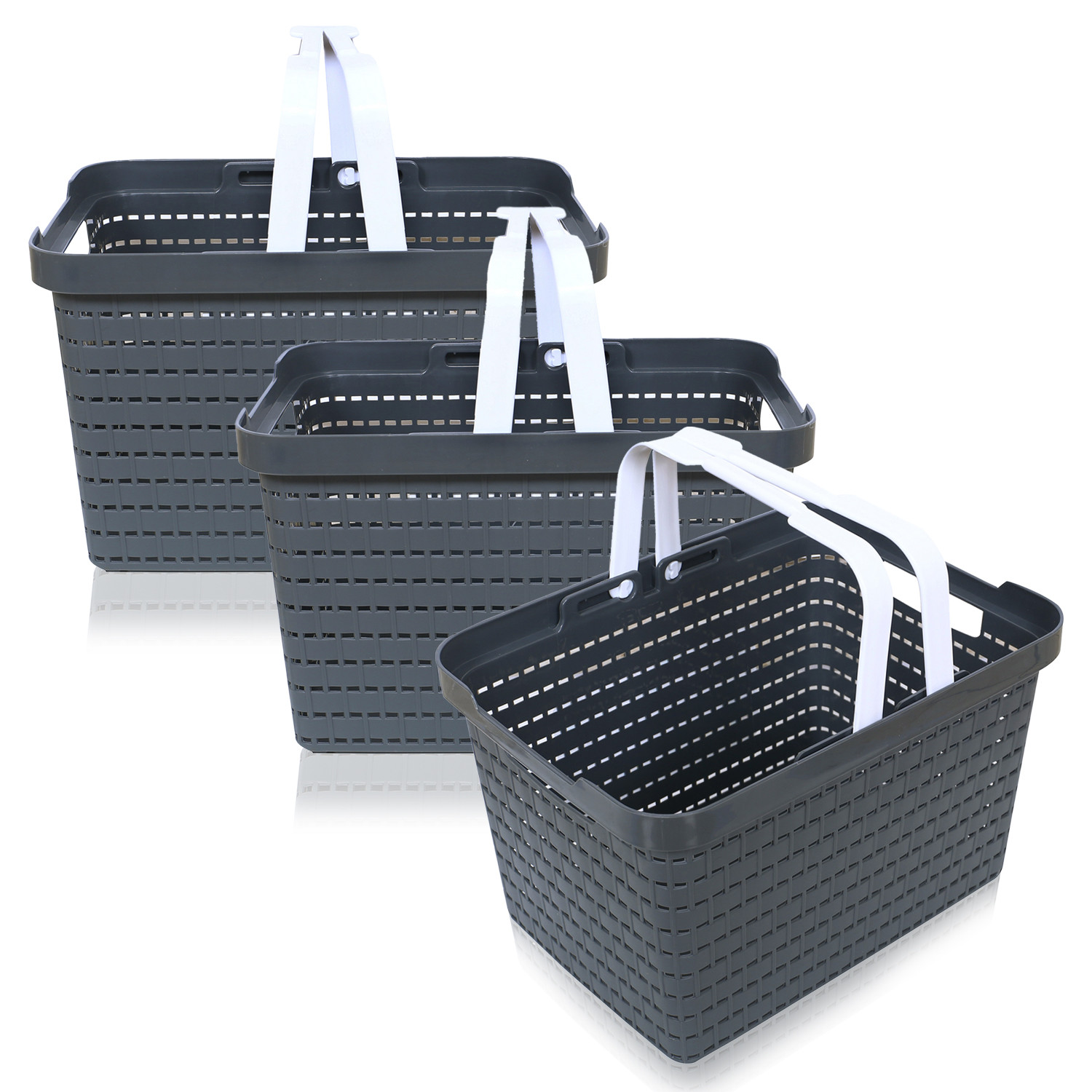 Kuber Industries Basket | Plastic Storage Basket for Fruits | Storage Basket for Picnic | Storage Basket for Kitchen | Stationery Storage Basket | FLORA-333 | Large | Gray