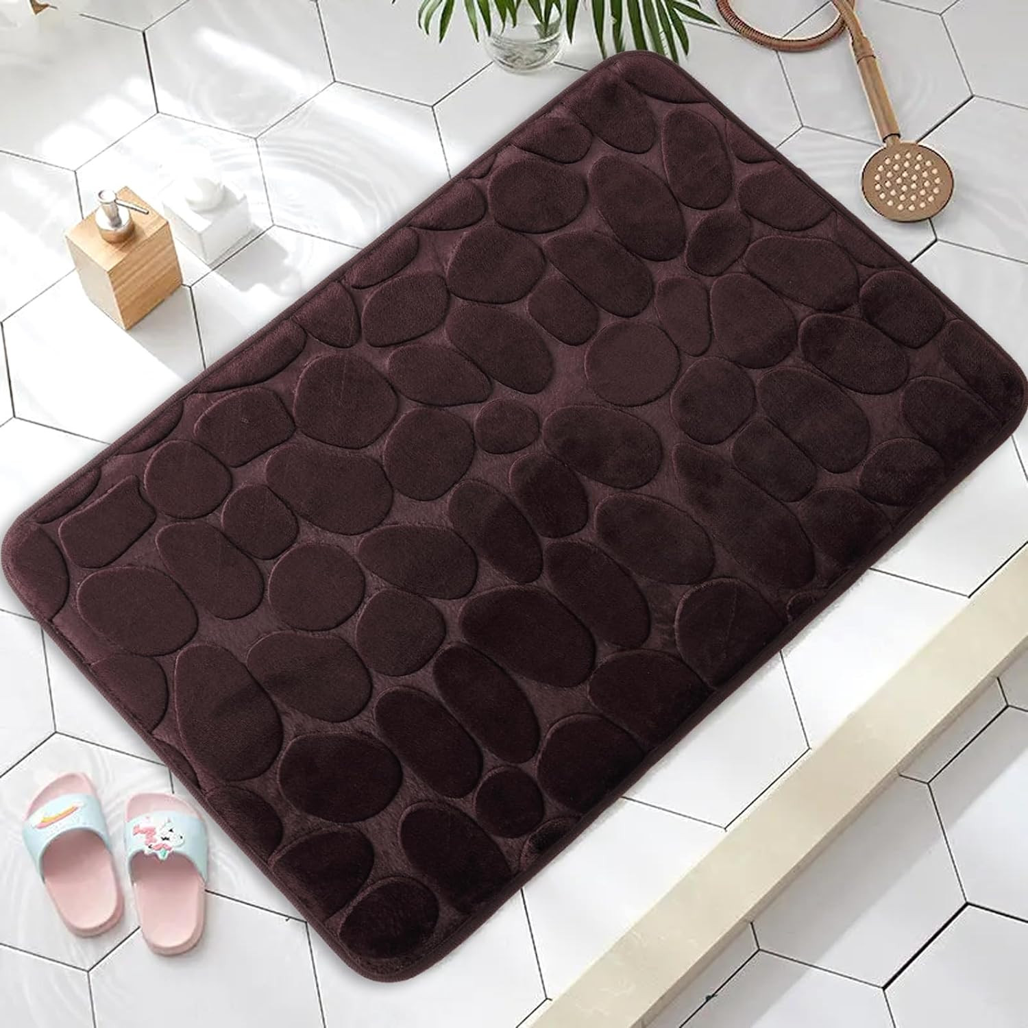 Kuber Industries Bath Mat | Bathroom Mat | Mat for Bathroom | Shower Bath Tub Mat | Living Room Mat | Foot Massager Mat | Square Shape Floor Mat | SZ-01A | Gray