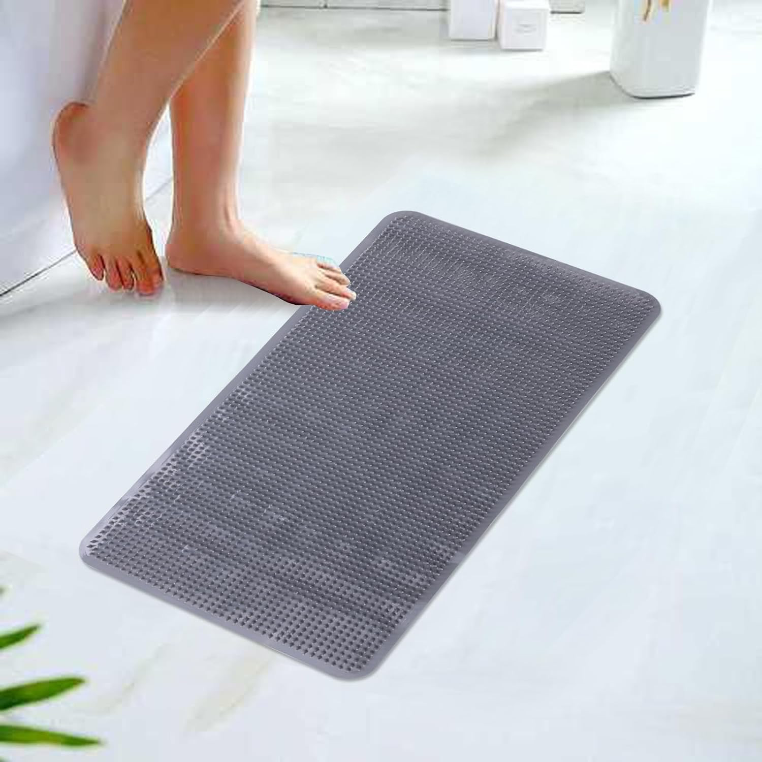 Kuber Industries Bath Mat | PVC Bathroom Mat | Shower Bath Mat | Floor Tub Mat | Bathroom Mud Mat | Anti-Skid Shower Bathroom Mat | L-YSD-A | Gray