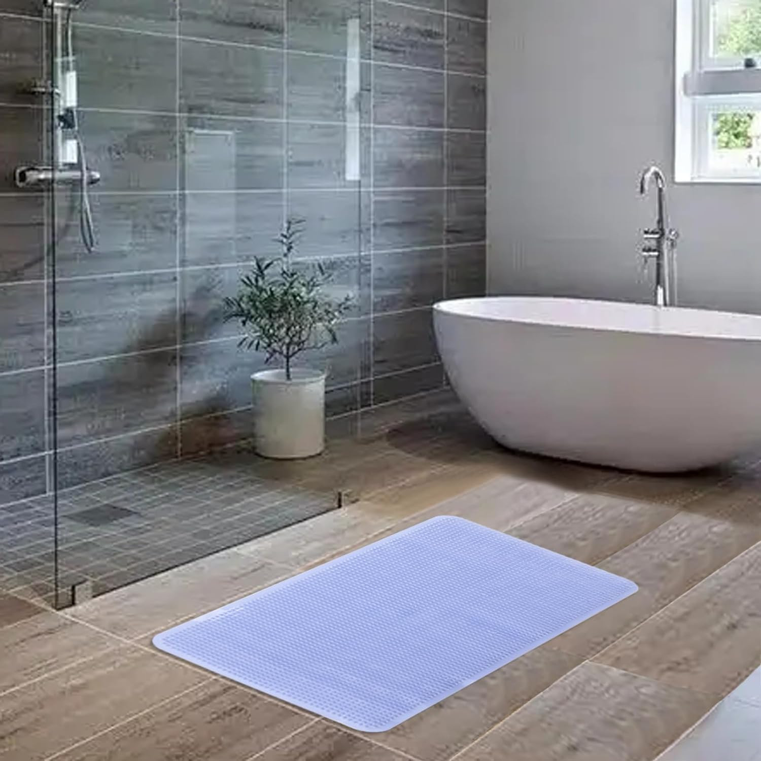 Kuber Industries Bath Mat | PVC Bathroom Mat | Shower Bath Mat | Floor Tub Mat | Bathroom Mud Mat | Anti-Skid Shower Bathroom Mat | L-YSD-C | Sky Blue