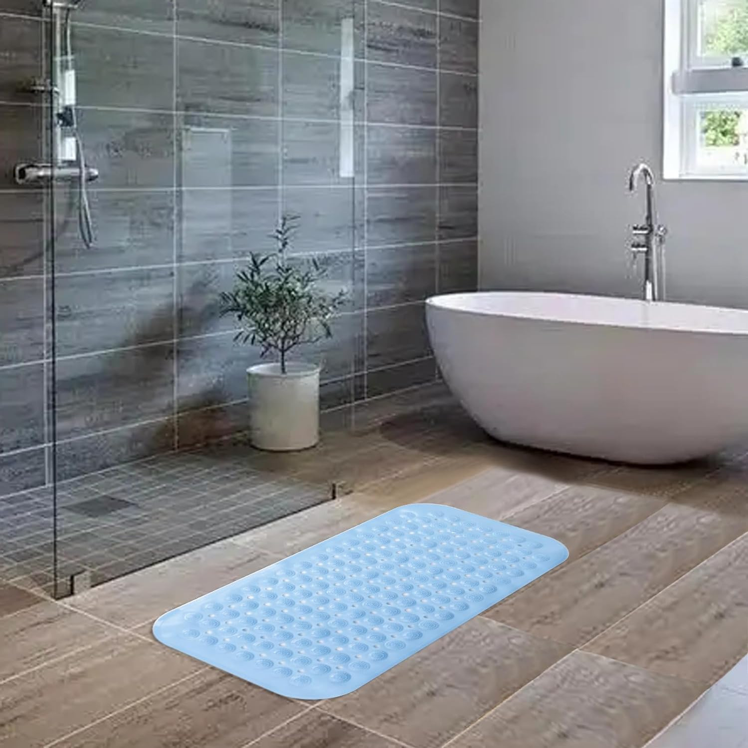Kuber Industries Bath Mat | PVC Bathroom Mat | Shower Bath Mat | Floor Tub Mat | Bathroom Mud Mat | Anti-Skid Shower Bathroom Mat | M-YSD-35A | Sky Blue