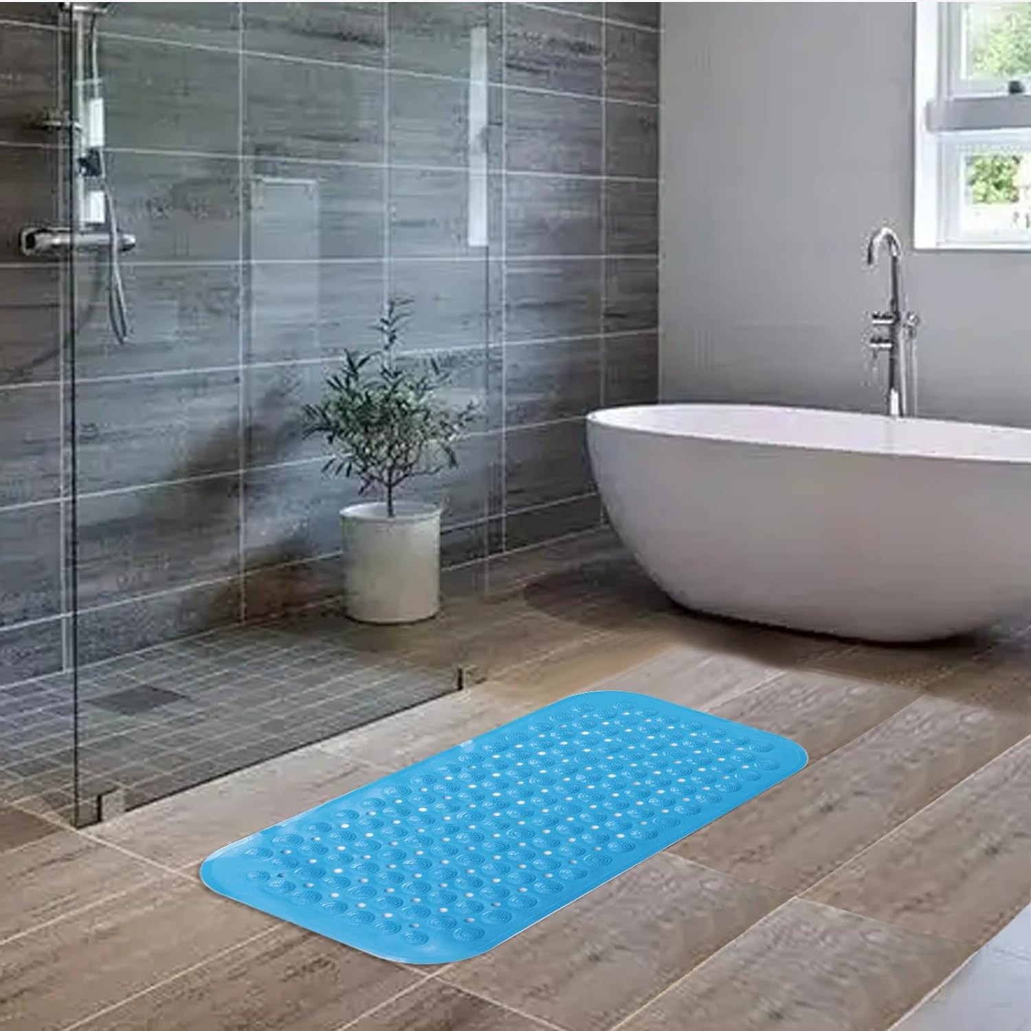 Kuber Industries Bath Mat | PVC Bathroom Mat | Shower Bath Mat | Floor Tub Mat | Bathroom Mud Mat | Anti-Skid Shower Bathroom Mat | M-YSD-35B | Dark Blue