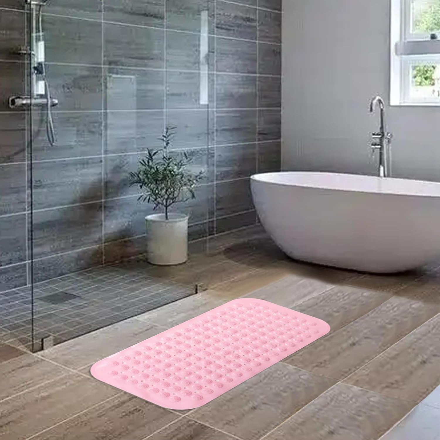 Kuber Industries Bath Mat | PVC Bathroom Mat | Shower Bath Mat | Floor Tub Mat | Bathroom Mud Mat | Anti-Skid Shower Bathroom Mat | M-YSD-35C | Pink