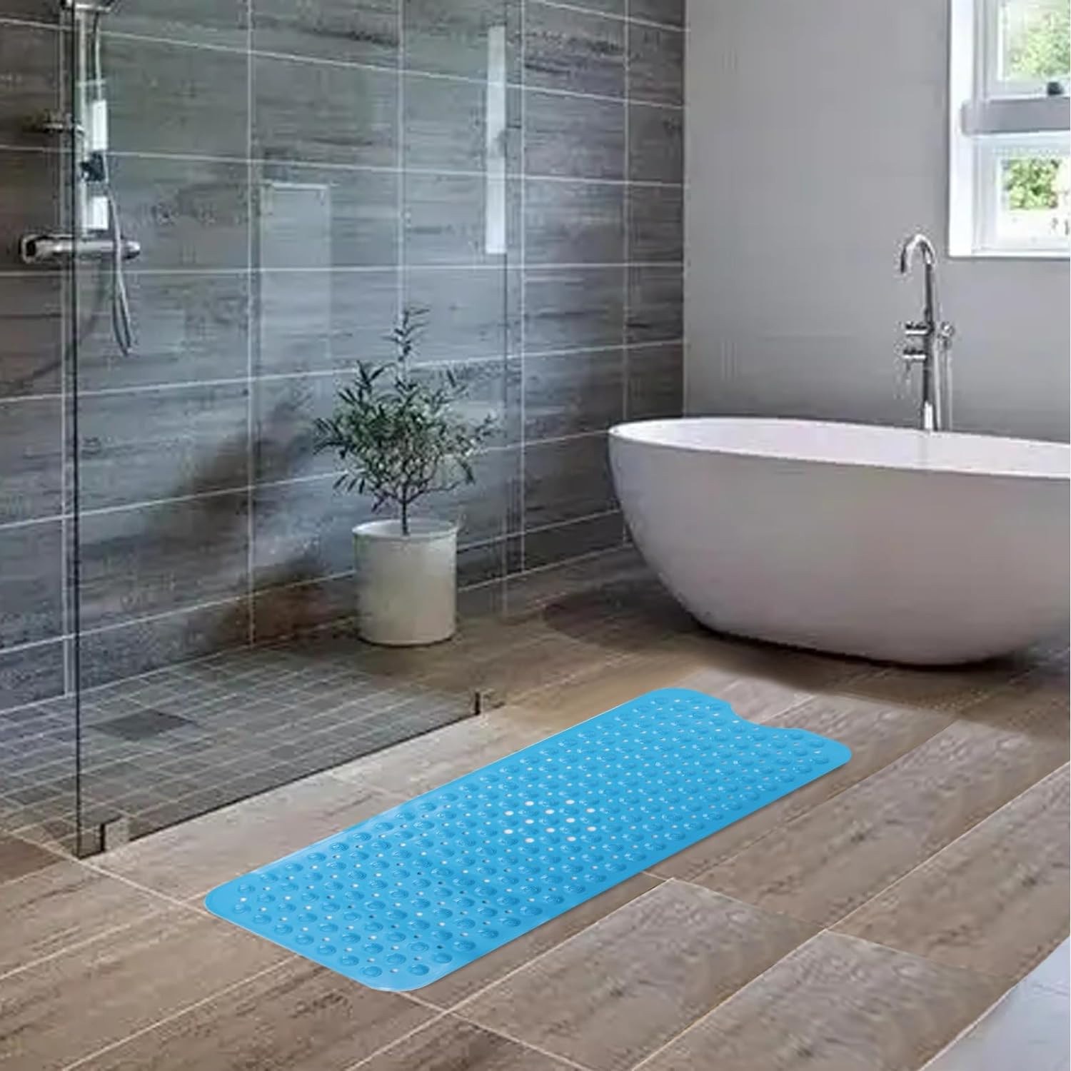Kuber Industries Bath Mat | PVC Bathroom Mat | Shower Bath Mat | Floor Tub Mat | Bathroom Mud Mat | Anti-Skid Shower Bathroom Mat | M-YSD-40B | Dark Blue