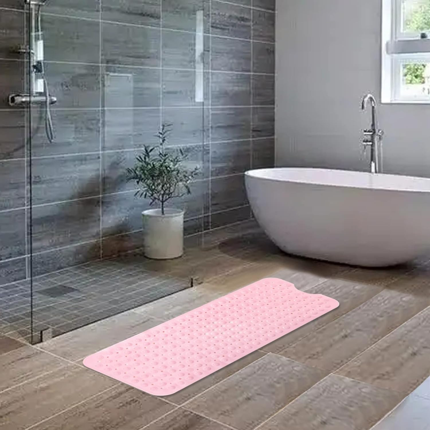 Kuber Industries Bath Mat | PVC Bathroom Mat | Shower Bath Mat | Floor Tub Mat | Bathroom Mud Mat | Anti-Skid Shower Bathroom Mat | M-YSD-40C | Pink