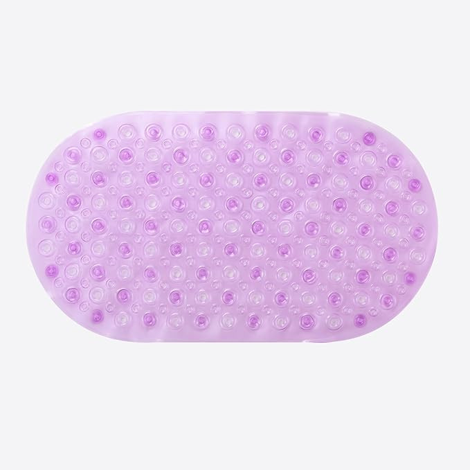 Kuber Industries Bath Mat | PVC Bathroom Mat | Shower Bath Mat | Floor Tub Mat | Bathroom Oval Mud Mat | Anti-Skid Shower Bathroom Mat | Q-01B | Purple