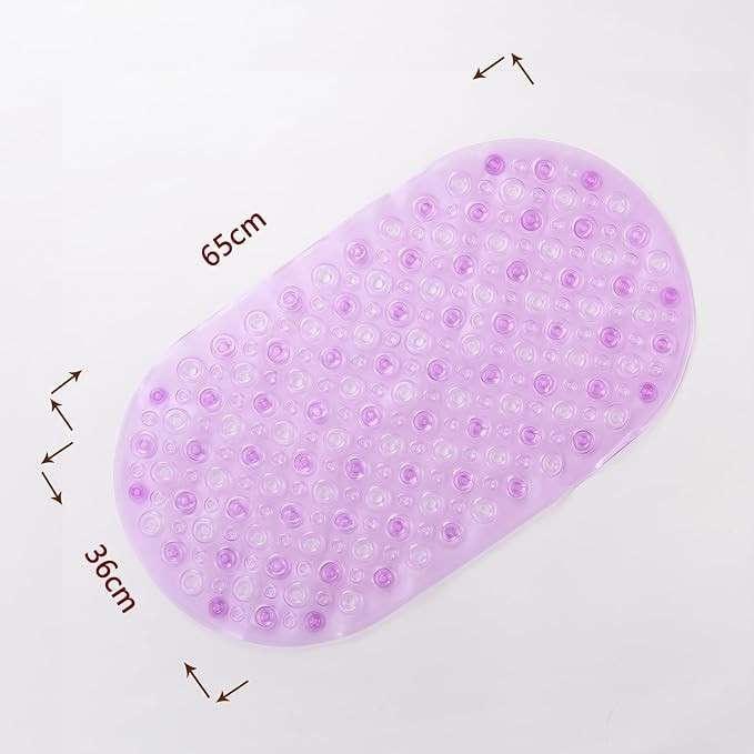 Kuber Industries Bath Mat | PVC Bathroom Mat | Shower Bath Mat | Floor Tub Mat | Bathroom Oval Mud Mat | Anti-Skid Shower Bathroom Mat | Q-01B | Purple
