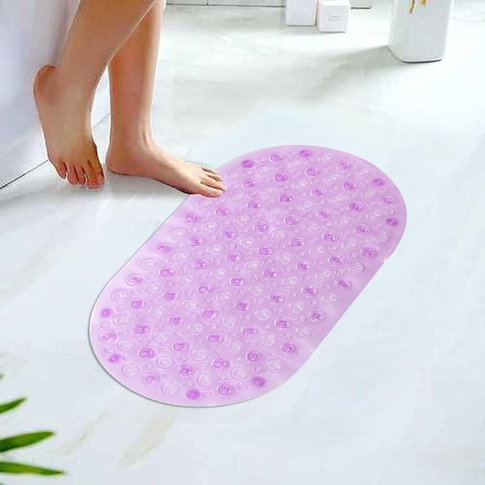 Kuber Industries Bath Mat | PVC Bathroom Mat | Shower Bath Mat | Floor Tub Mat | Bathroom Oval Mud Mat | Anti-Skid Shower Bathroom Mat | Q-01B | Purple