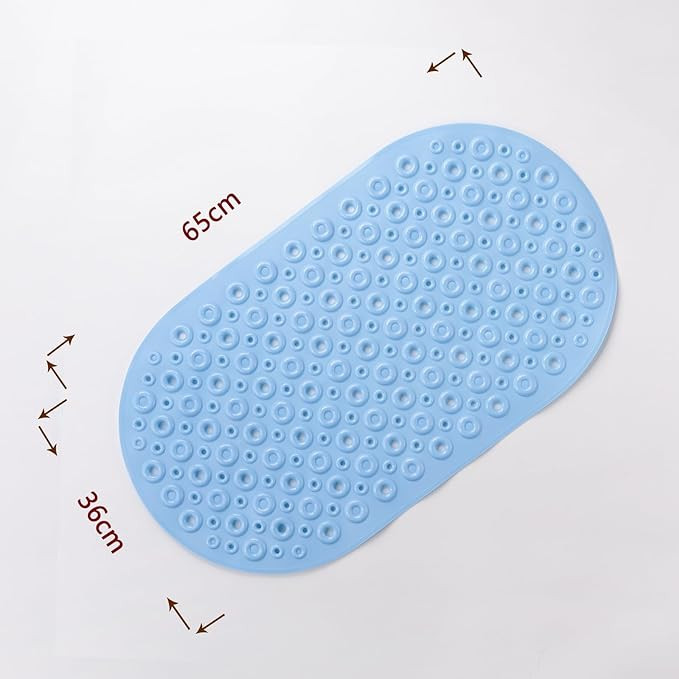 Kuber Industries Bath Mat | PVC Bathroom Mat | Shower Bath Mat | Floor Tub Mat | Bathroom Oval Mud Mat | Anti-Skid Shower Bathroom Mat | Q-02B | Light Blue