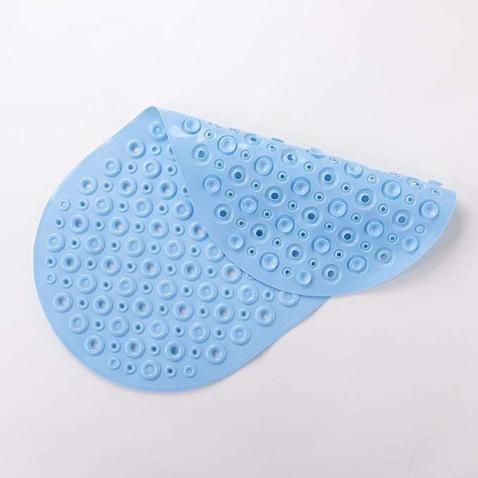 Kuber Industries Bath Mat | PVC Bathroom Mat | Shower Bath Mat | Floor Tub Mat | Bathroom Oval Mud Mat | Anti-Skid Shower Bathroom Mat | Q-02B | Light Blue