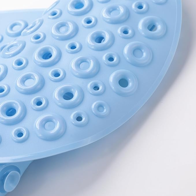 Kuber Industries Bath Mat | PVC Bathroom Mat | Shower Bath Mat | Floor Tub Mat | Bathroom Oval Mud Mat | Anti-Skid Shower Bathroom Mat | Q-02B | Light Blue