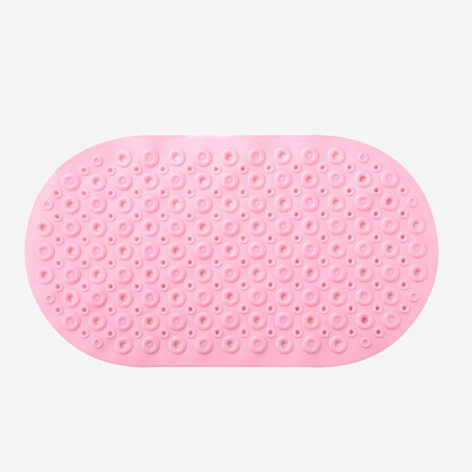 Kuber Industries Bath Mat | PVC Bathroom Mat | Shower Bath Mat | Floor Tub Mat | Bathroom Oval Mud Mat | Anti-Skid Shower Bathroom Mat | Q-02D | Pink