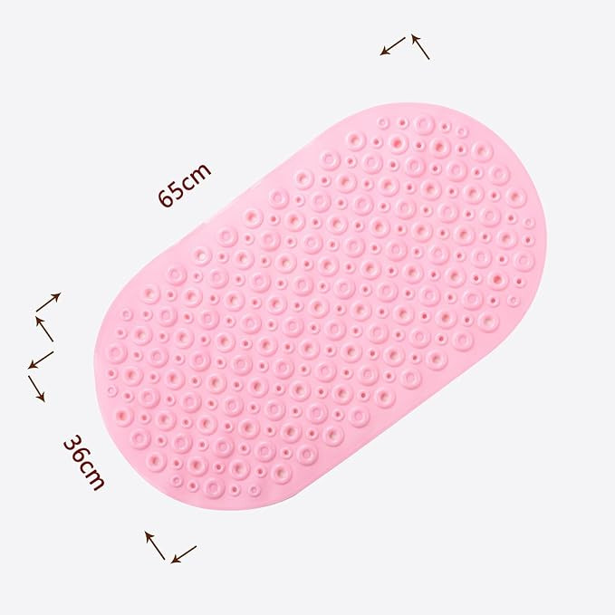 Kuber Industries Bath Mat | PVC Bathroom Mat | Shower Bath Mat | Floor Tub Mat | Bathroom Oval Mud Mat | Anti-Skid Shower Bathroom Mat | Q-02D | Pink