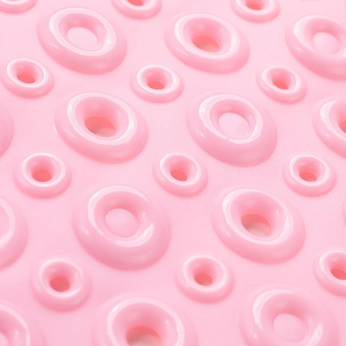 Kuber Industries Bath Mat | PVC Bathroom Mat | Shower Bath Mat | Floor Tub Mat | Bathroom Oval Mud Mat | Anti-Skid Shower Bathroom Mat | Q-02D | Pink