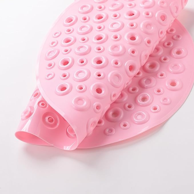 Kuber Industries Bath Mat | PVC Bathroom Mat | Shower Bath Mat | Floor Tub Mat | Bathroom Oval Mud Mat | Anti-Skid Shower Bathroom Mat | Q-02D | Pink