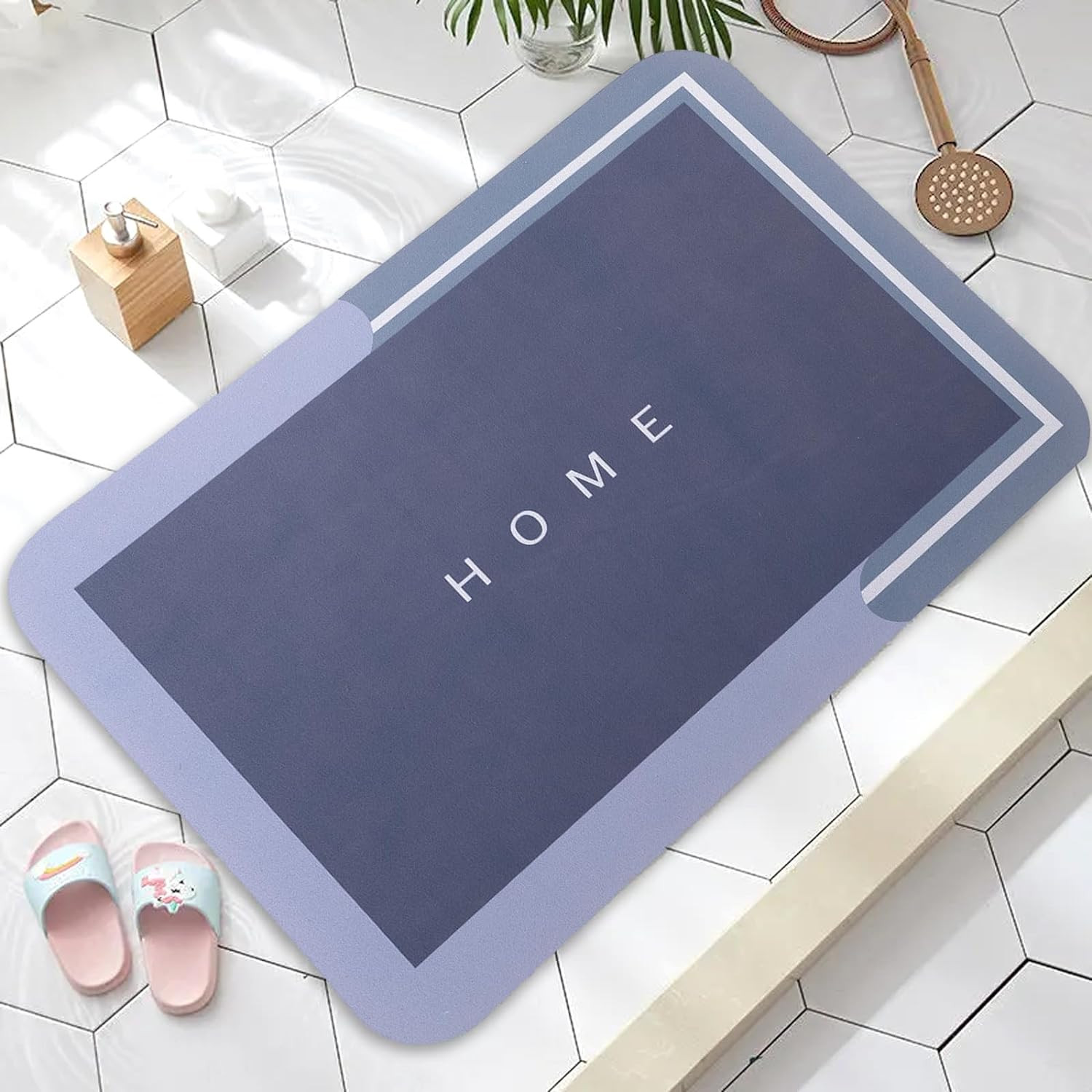 Kuber Industries Bath Mat | PVC Bathroom Mat | Shower Bath Mat | Floor Tub Mat | Diatom Mud Mat | Anti-Skid Shower Bathroom Mat | CF-220806 | Light Gray