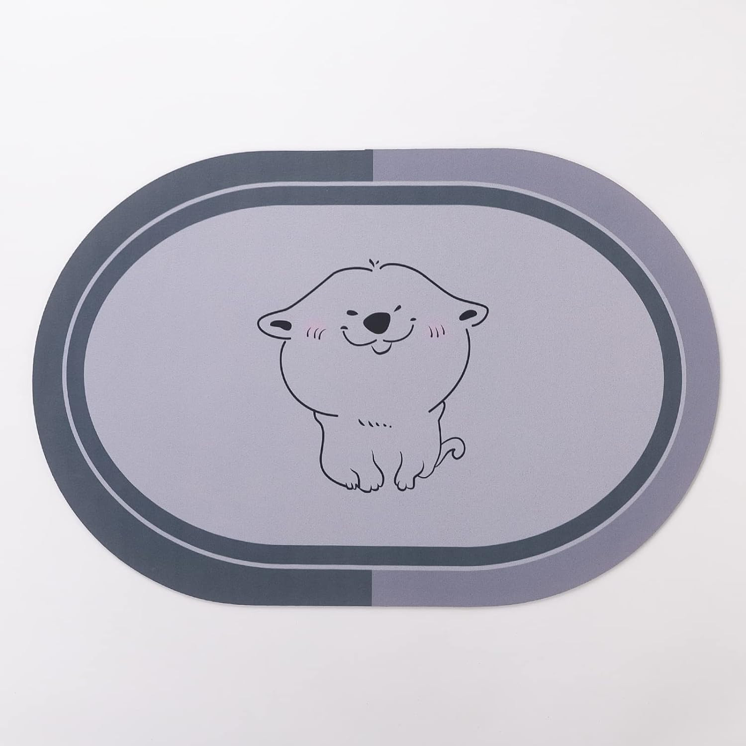 Kuber Industries Bath Mat | PVC Bathroom Mat | Shower Bath Mat | Floor Tub Mat | Diatom Mud Oval Mat | Anti-Skid Shower Bathroom Mat | CF-220804 | Gray