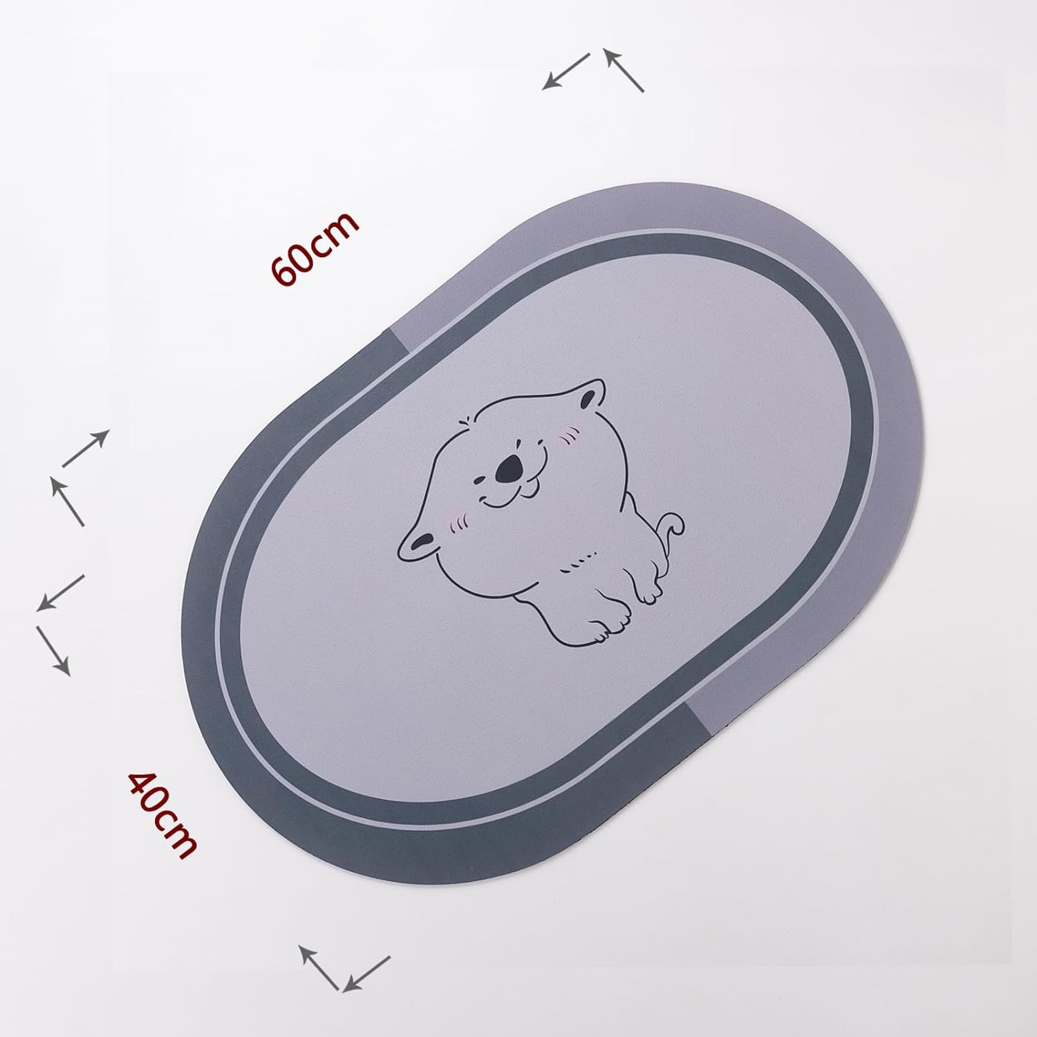 Kuber Industries Bath Mat | PVC Bathroom Mat | Shower Bath Mat | Floor Tub Mat | Diatom Mud Oval Mat | Anti-Skid Shower Bathroom Mat | CF-220804 | Gray
