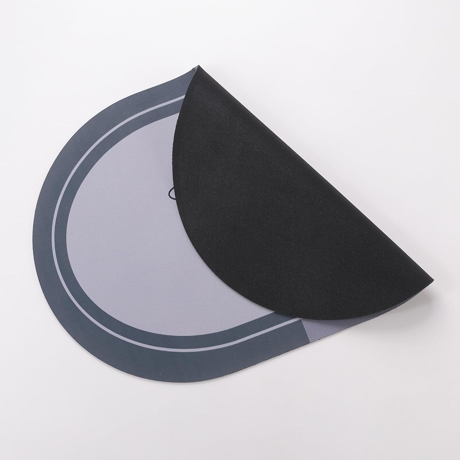 Kuber Industries Bath Mat | PVC Bathroom Mat | Shower Bath Mat | Floor Tub Mat | Diatom Mud Oval Mat | Anti-Skid Shower Bathroom Mat | CF-220804 | Gray