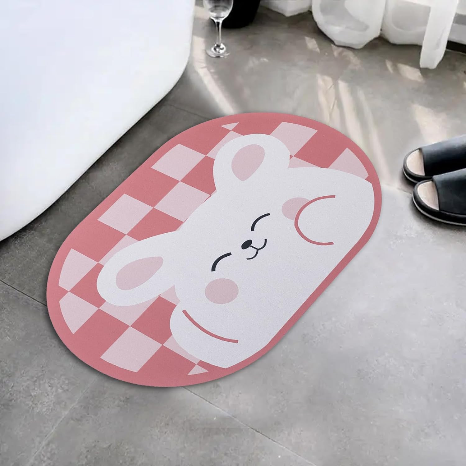 Kuber Industries Bath Mat | PVC Bathroom Mat | Shower Bath Mat | Floor Tub Mat | Diatom Mud Oval Mat | Anti-Skid Shower Bathroom Mat | CF-220805 | Multi