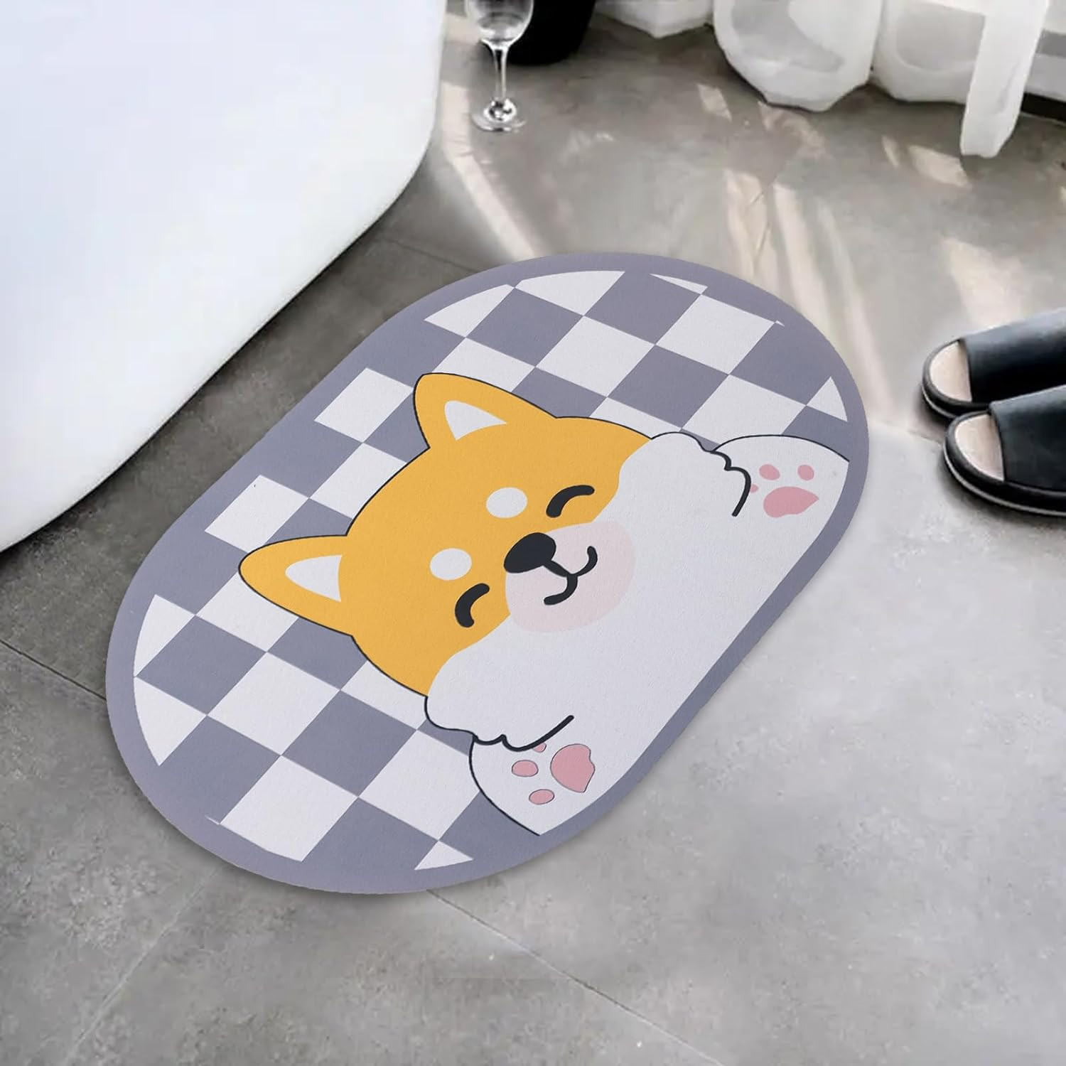 Kuber Industries Bath Mat | PVC Bathroom Mat | Shower Bath Mat | Floor Tub Mat | Diatom Mud Oval Mat | Anti-Skid Shower Bathroom Mat | CF-220819 | Multi