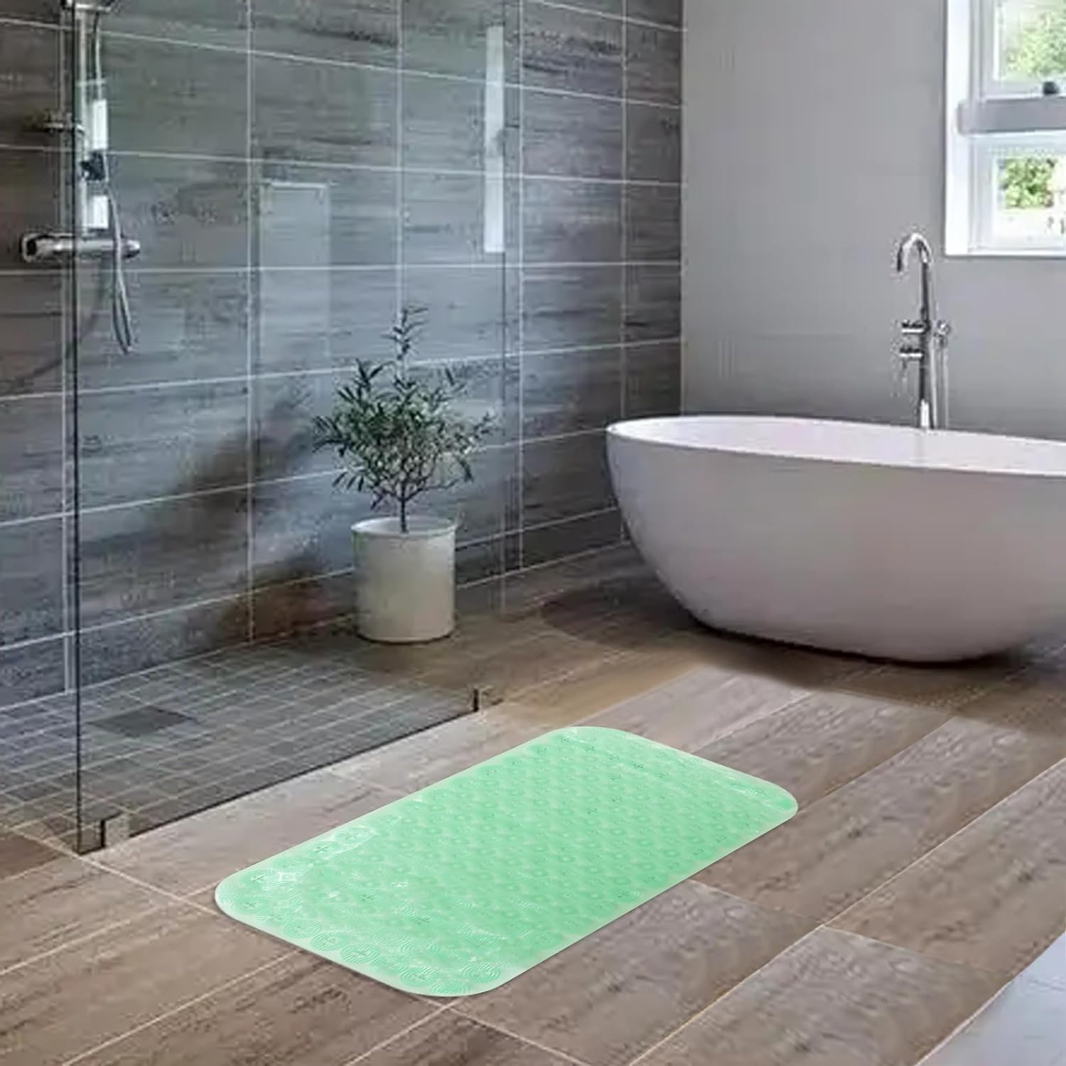 Kuber Industries Bath Mat | PVC Bathroom Mat | Shower Bath Mat | Floor Tub Mat | Foot Massager Mat | Anti-Skid Shower Bathroom Mat | B-01B | Green